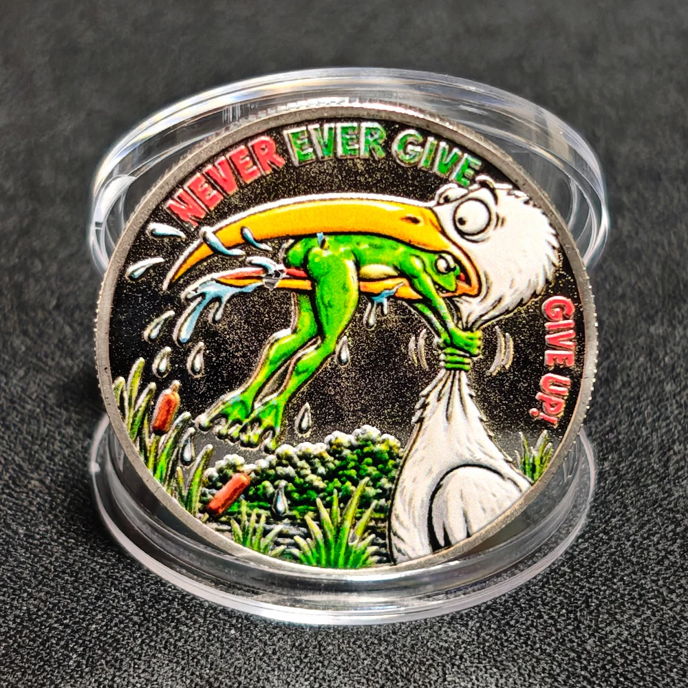 Inspirational Cartoon Frog Pelican Metal Enamel Collectible Medal Motivational Swamp Decor Souvenir Encouragement Gift Badge