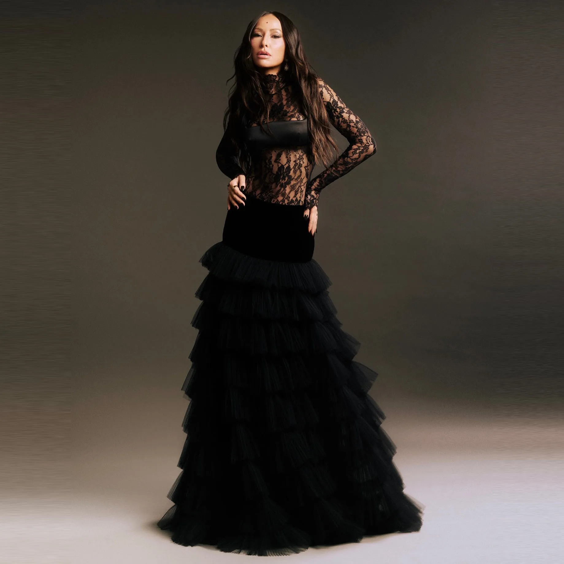 

Black Tiered Tulle Maxi Skirt High Waist Evening Party Wedding Boho Festival Dress Layered Cake Skirts Custom Made Formal Event