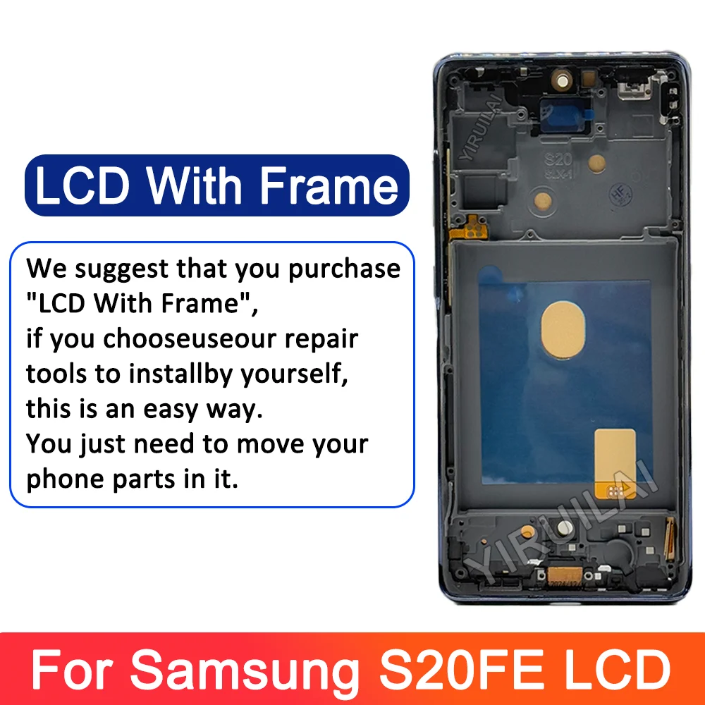 TFT LCD do Samsung Galaxy S20 FE z ramką, LCD do Samsung S20FE G781B G780 Wyświetlacz dotykowy Digitizer Ekran zastępczy