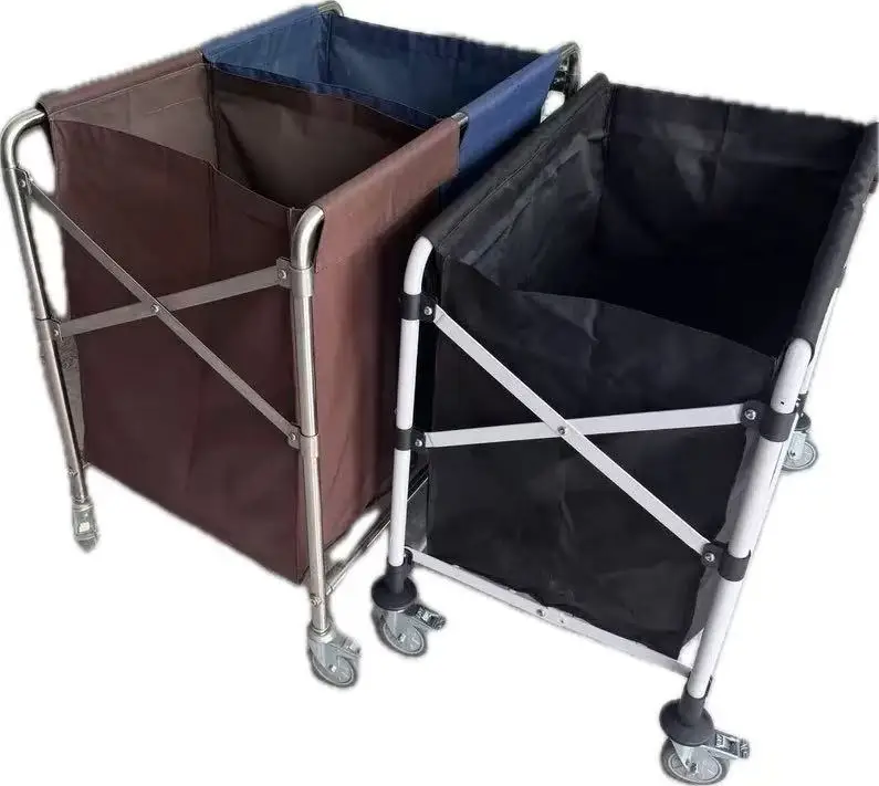 عربة تنظيف الغسيل المعدنية للتدبير المنزلي لغرفة الفندق