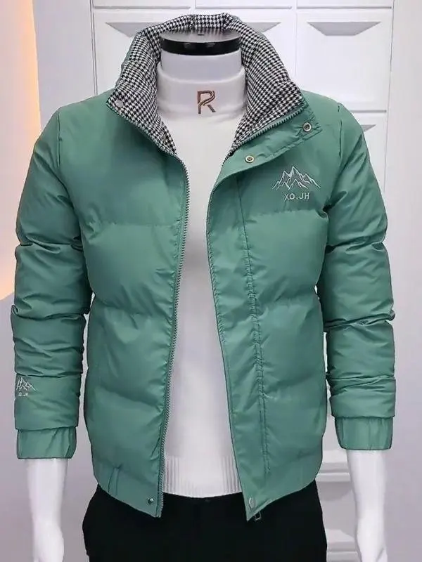 

Men's down Cotton Jaet Winter Thiened ort Bright Surface Faionable New Sle Warm Long Sve Coat for Daily Wear