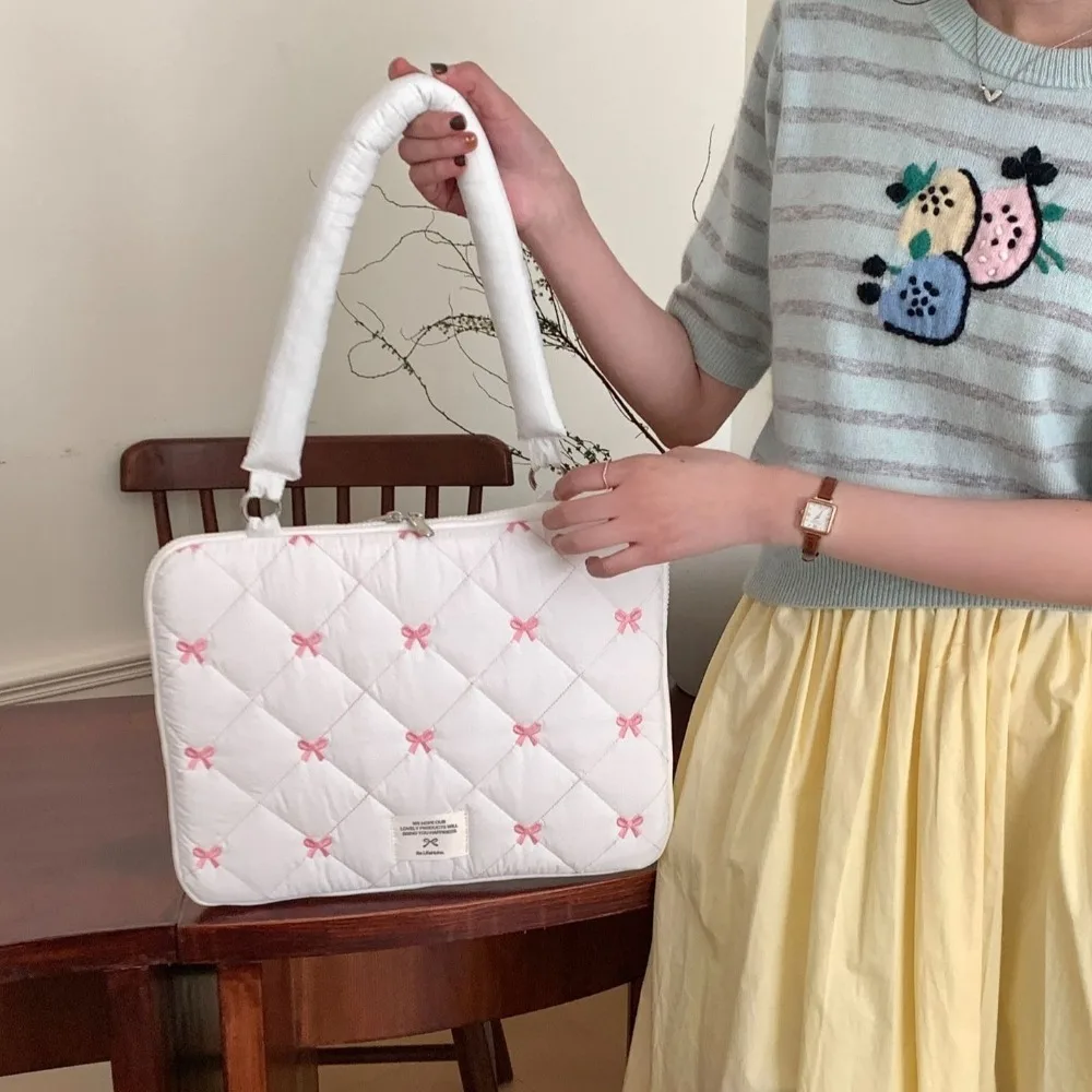 

Embroidered Bow Business Briefcases File Folder Large Capacity Laptop Sleeve Case Bag Shoulder Bag Handbag Laptop Bag Men