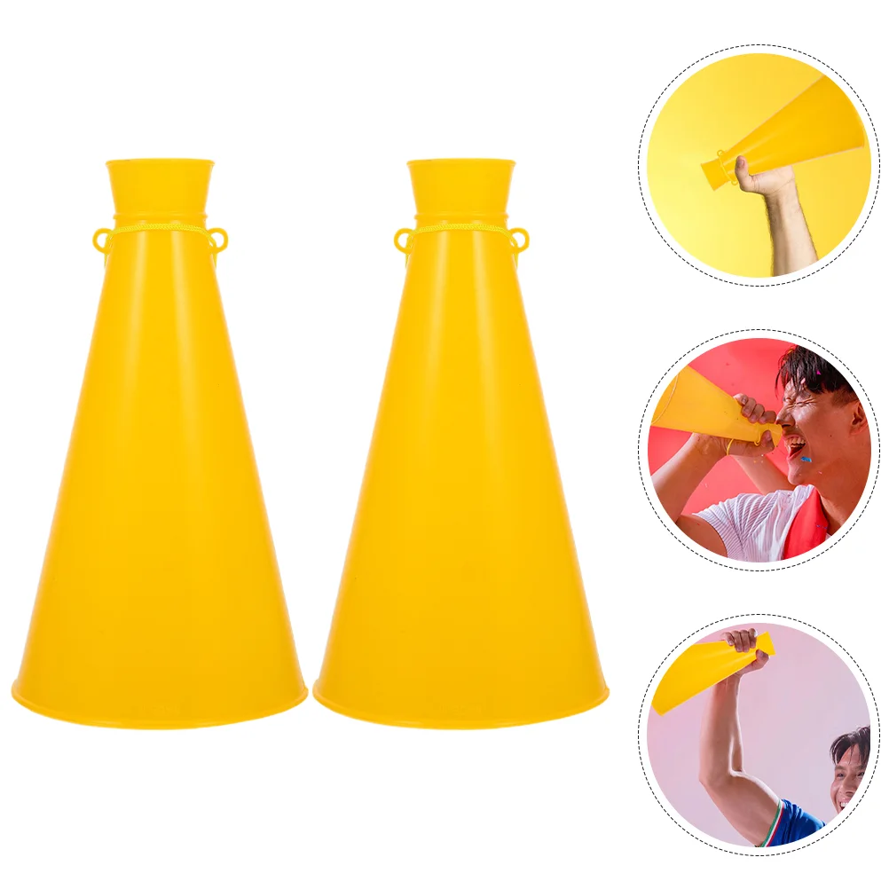 

2 Pcs Cheering Microphone Speaker Speakers Party Horns Portable Yellow Abs Toddler