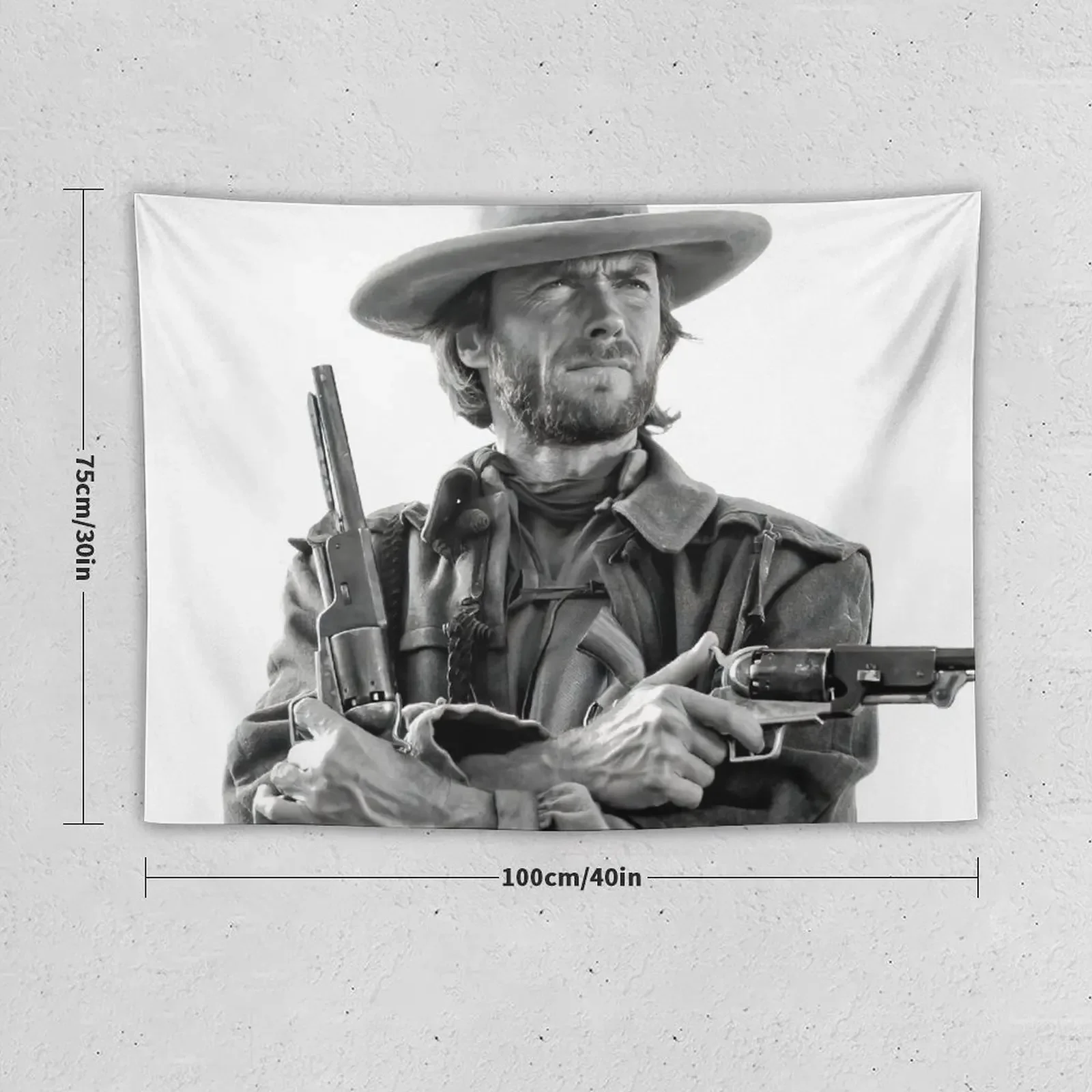 Clint Eastwood, Black and White, Vintage Cowboy Wall art Tapestry Wall Coverings Tapestry