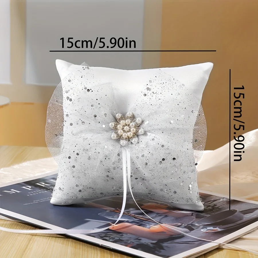 Элегантная подушечка для обручального кольца с кружевным бантом — блестящее украшение, подходит для помолвки и ритуалов, все сезоны