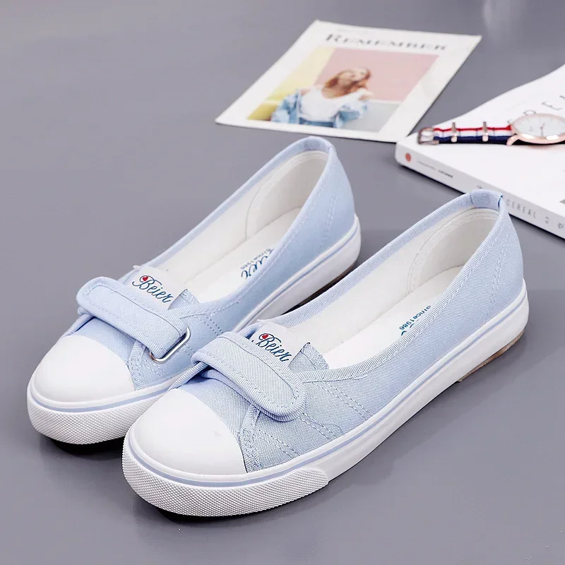 2024 Summer Shallow Mouth Low Help Canvas Shoes Flat Korean Version of Small White Shoes Female Multi-color Shoes 35-40