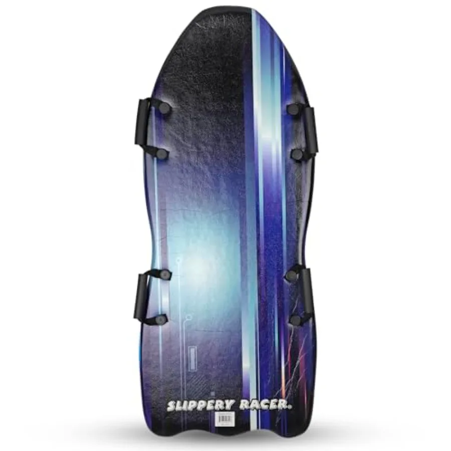 

Slippery Racer Downhill Falcon Foam Toboggan Snow Sled for Adults and Up to 2 Riders with Handles Midnight Hologram Blue