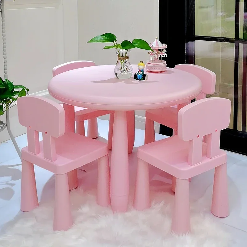 Kindergarten Tables and Chairs Children's Set Baby Toy Table Household Plastic Study Desk round Single Table