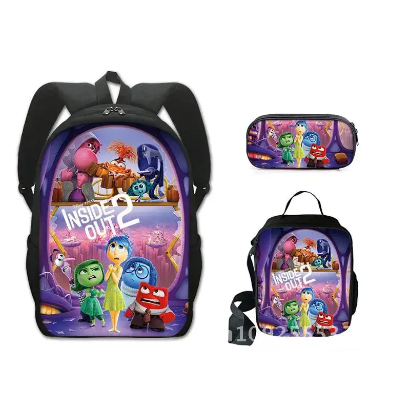 Inside Out 2 Backpack Three Piece Set for Elementary School Students Fashion Backpack for Boys Backpack Joy Sadness Anger Style