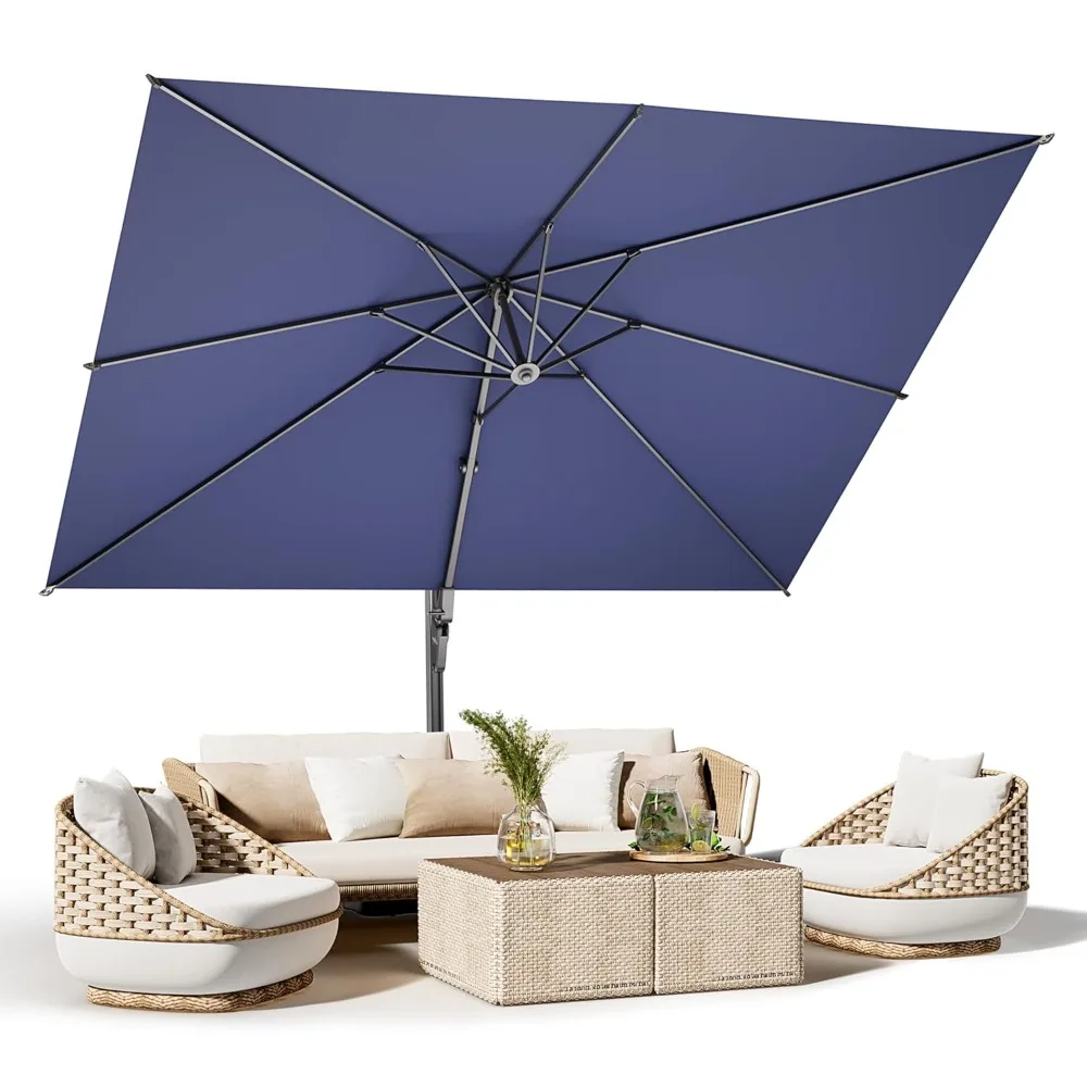 

10' x 13' Patio Umbrella, Outdoor Rectangle Large Cantilever Heavy Aluminum Offset Umbrella with 360° Rotation, Customized