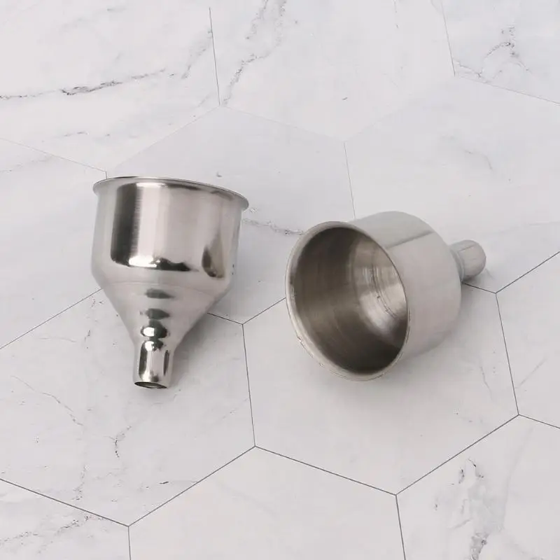 R9UF Stainless Steel Funnel Refill Filling Small Bottles Flasks Kitchen Spices Liquid