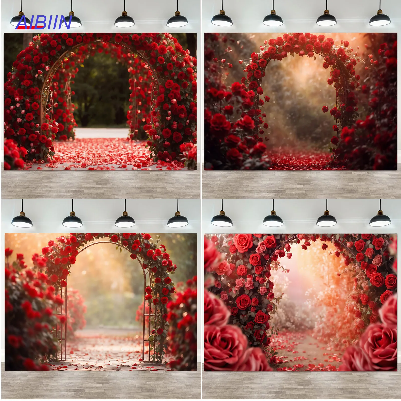 

AIBIIN Backdrop Rose Flower Arch Portrait Photozone Wedding Anniversary Engaged Bridal Shower Party Decor Photography Background