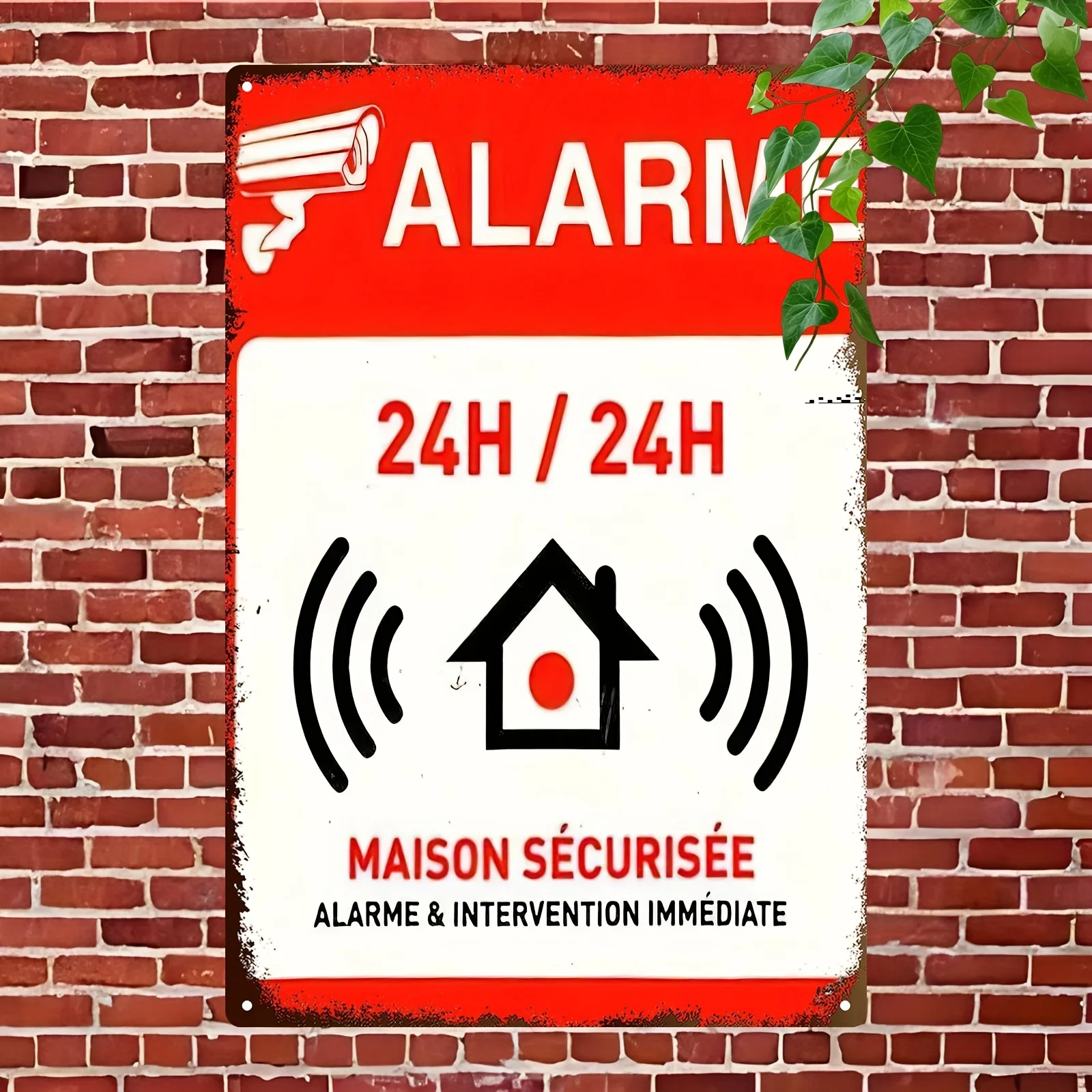 Vintage Metal No Trespassing Sign - Rustic Wall Decor for Home, Bar, Garage, or Outdoor Spaces Durable  Iron Plaque with Alarm &