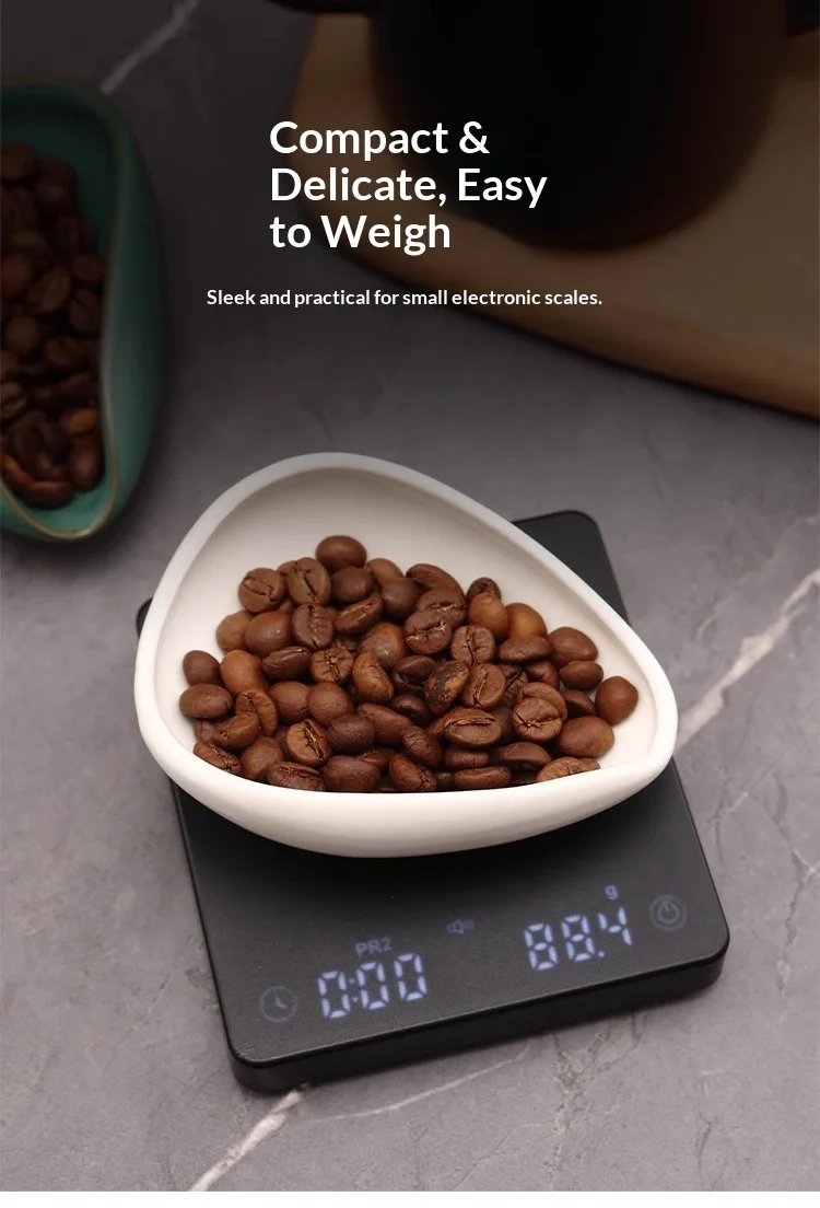 Ceramic Coffee Bean Dosing Tray Sheep Fat Jade White 35 To 40G Anti Splash Weighing Dish Powder Receiving Cup For Home Barista