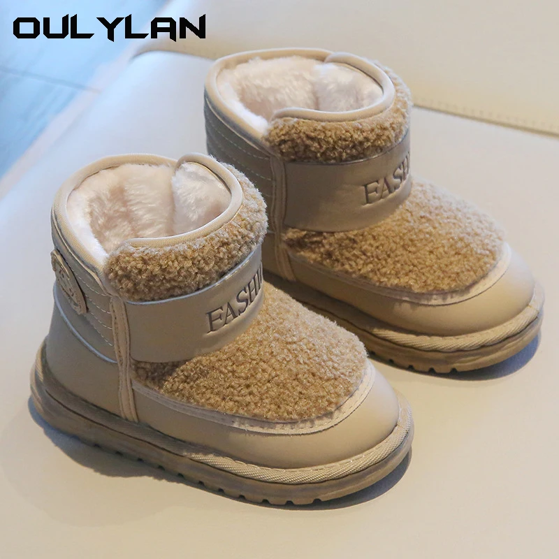 New cotton shoes children's snow boots Boys thick velvet girls medium large children's shoes winter furry ankle boots winter