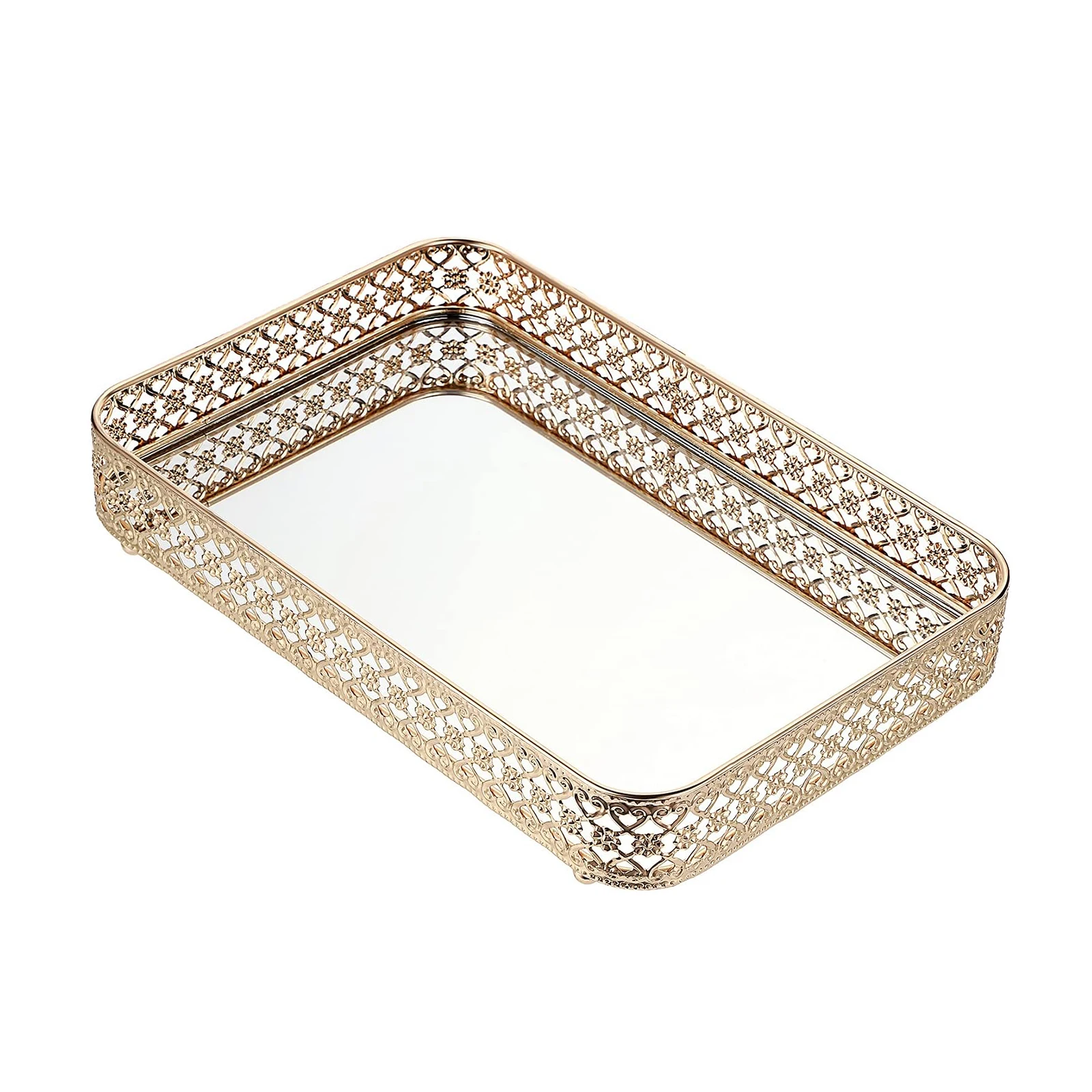 Mirror Finish Tray European Luxury Metal Serving Tray Elegant Gold Multi Purpose Easy Clean