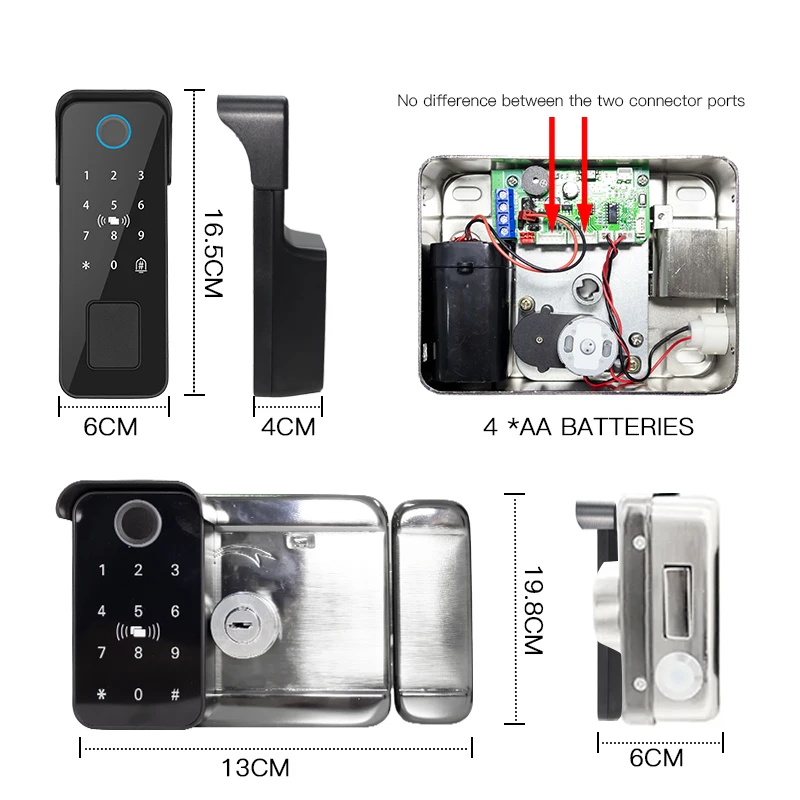 Tuya Bluetooth-compatible App Waterproof Fingerprint Smart Door Lock Gate Password RFID Card Rim Bolt Lock Electronic Door Lock