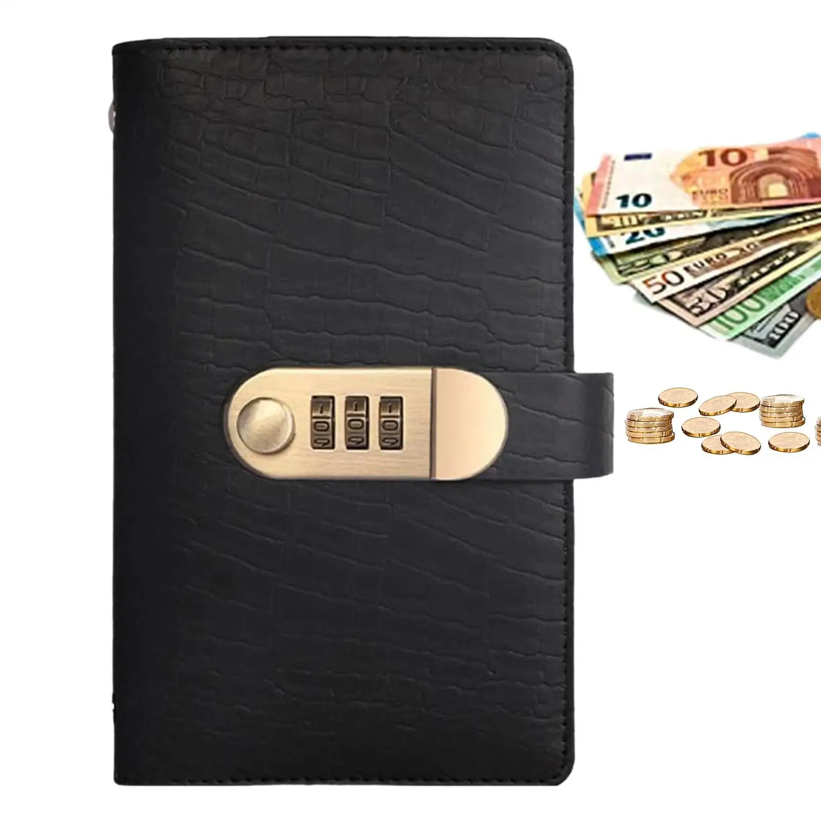 Vintage 100-Page Budget Planner Privacy Protection Saving Challenge Book Cash Money Saving Book with Combination Lock Reusable