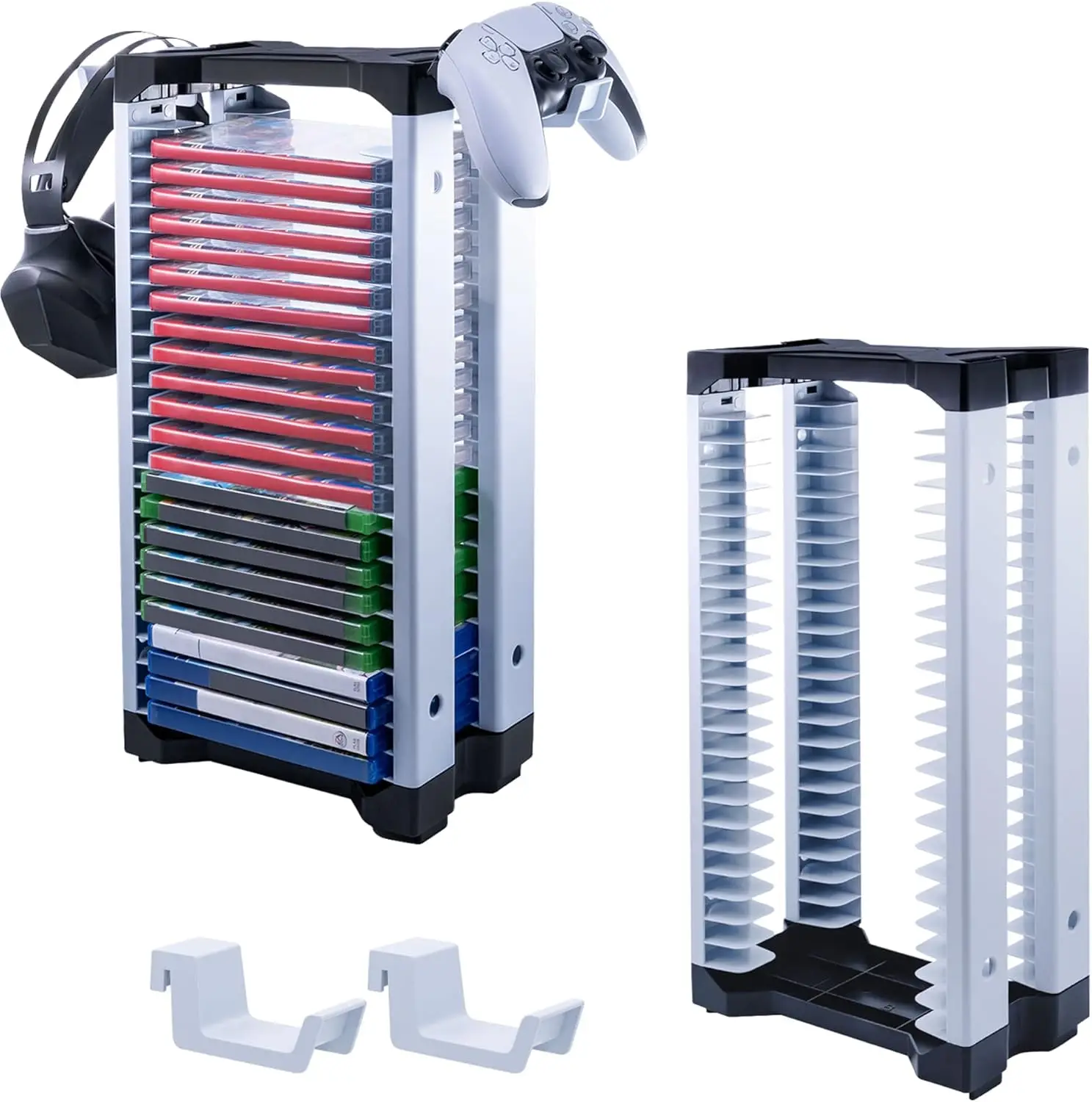 

Video Game Storage Stand Tower for PS5/PS4/NS Switch/Switch2/Xbox, Video Game Disk Storage & Controller Headset Holder K