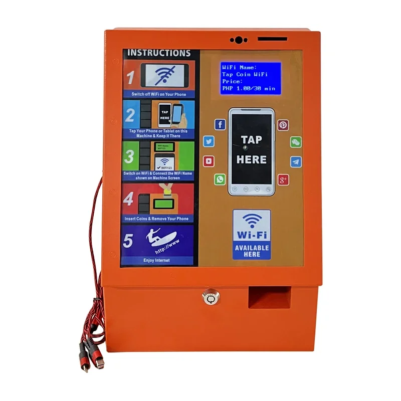 2023 New Ideas for Small Business Self Service Kiosk Tap Coin Operated Reverse Charging WiFi Vending Machines