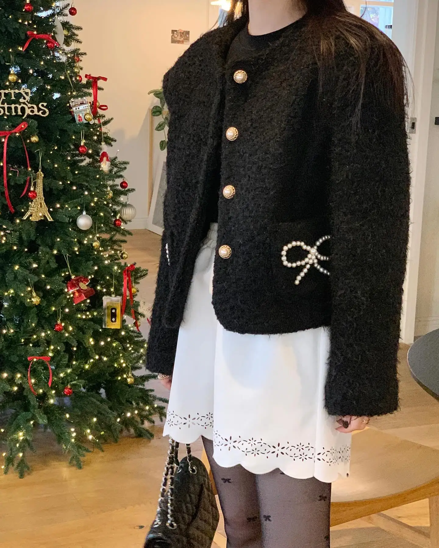 KUSAHIKI Korea Chic Winter O-neck Chic Single Breasted Causal Long Sleeve Short Tweed Coat New Fashion Elegant Cardigan Jacket