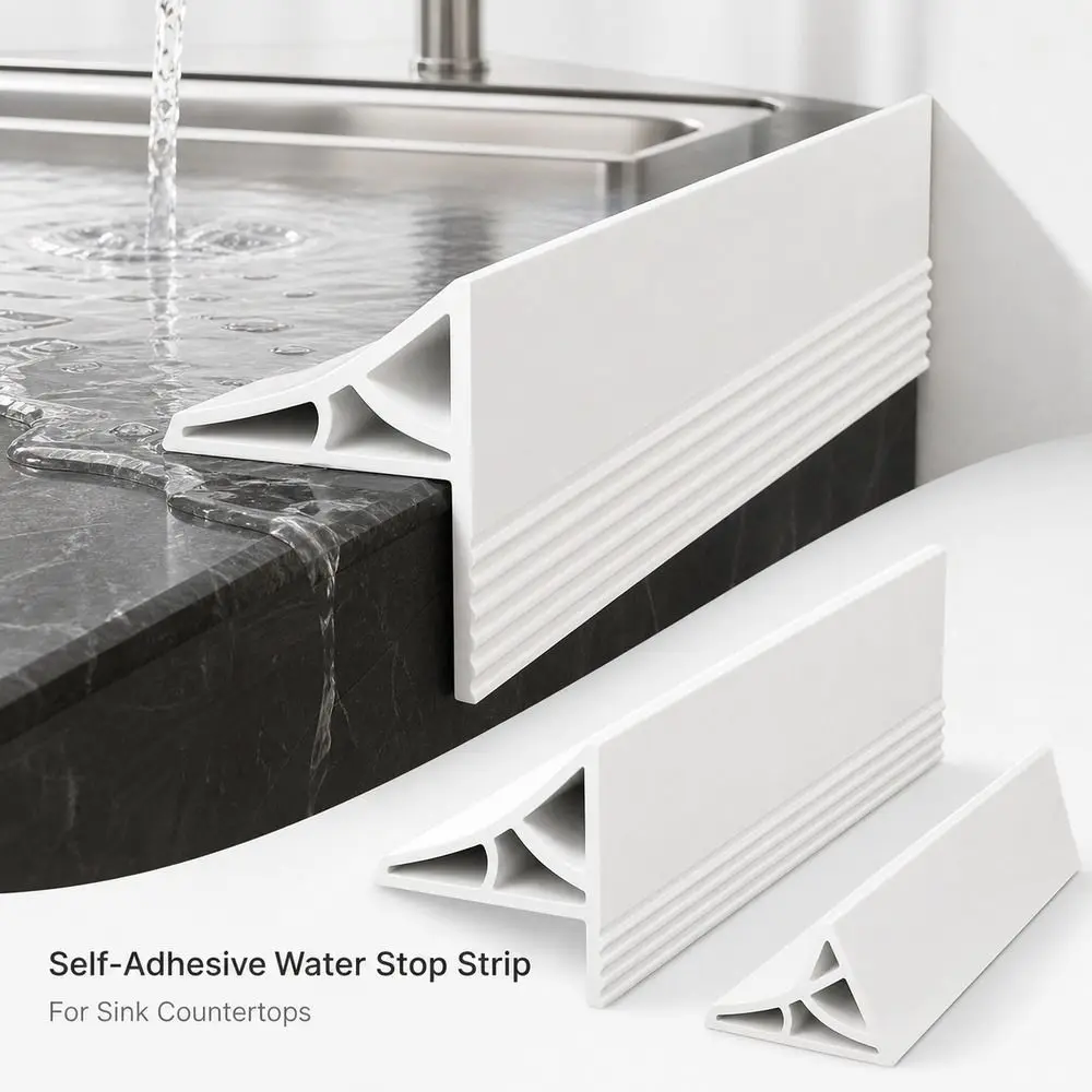 Self Adhesive Countertop Backsplash Water Stop Strip Silicone Splash Guard Seal for Kitchen Sink Bathroom Vanity Edge