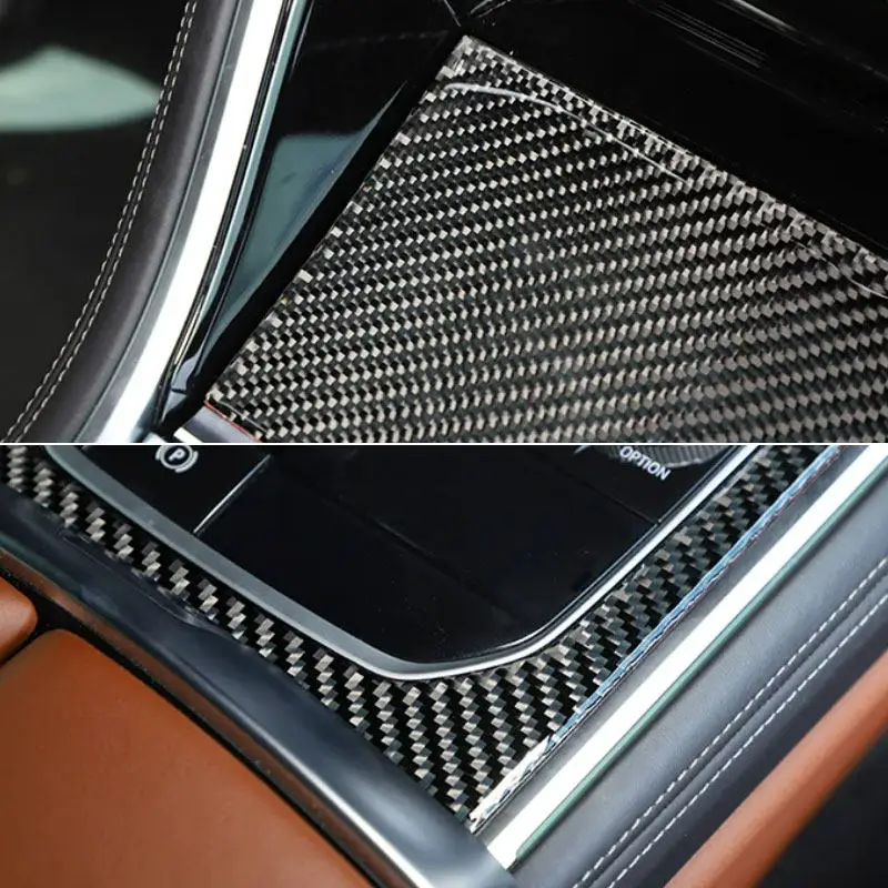 Car Interior Soft Carbon Fiber Accessories Central Gear Shift Panel Frame Trim Cover For BMW 8 Series M850i G15 G16 2019-2022