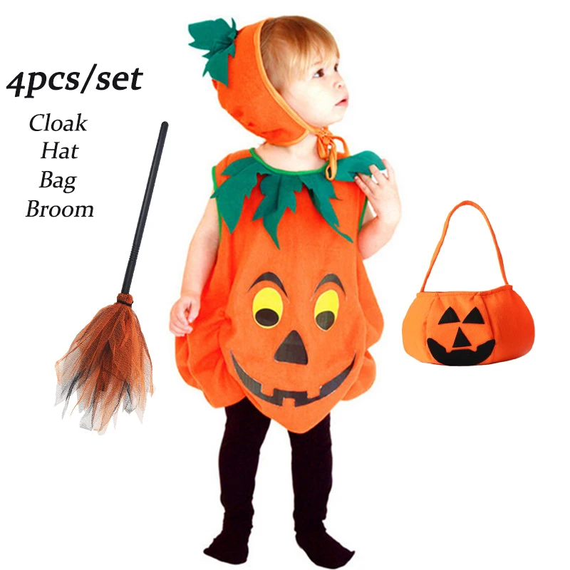 2026 Kinder Halloween Party Kostüm Kürbis-Strampler mit Hut und Schuhen Kleinkind Einteiler Junge Mädchen Baby Overall Cosplay Kleidungsset – Detail 1