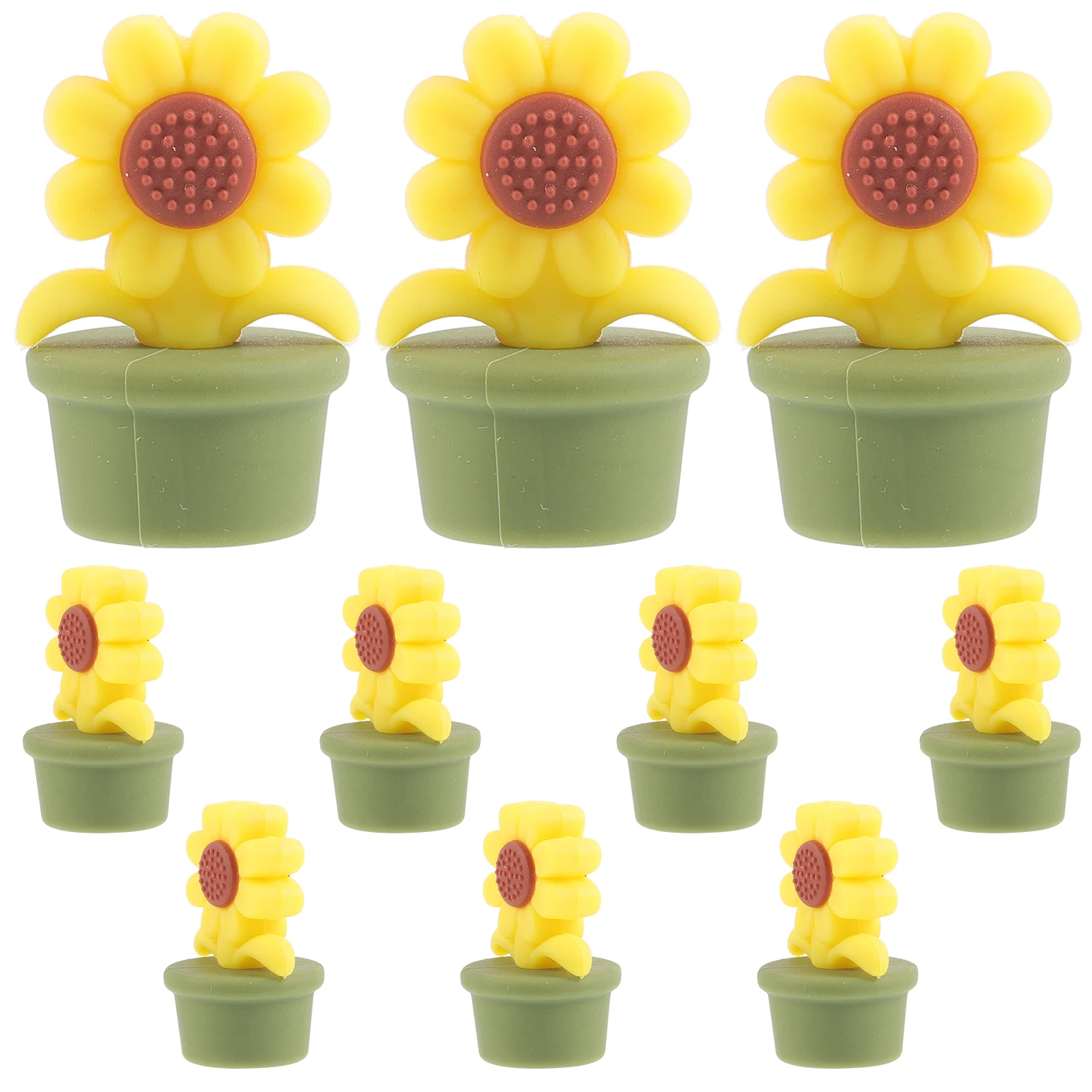 

10 Pcs Sunflower Pot Beads Diy Necklace Charm for Bracelets Crafts Spacer Silica Gel Jewelry Making
