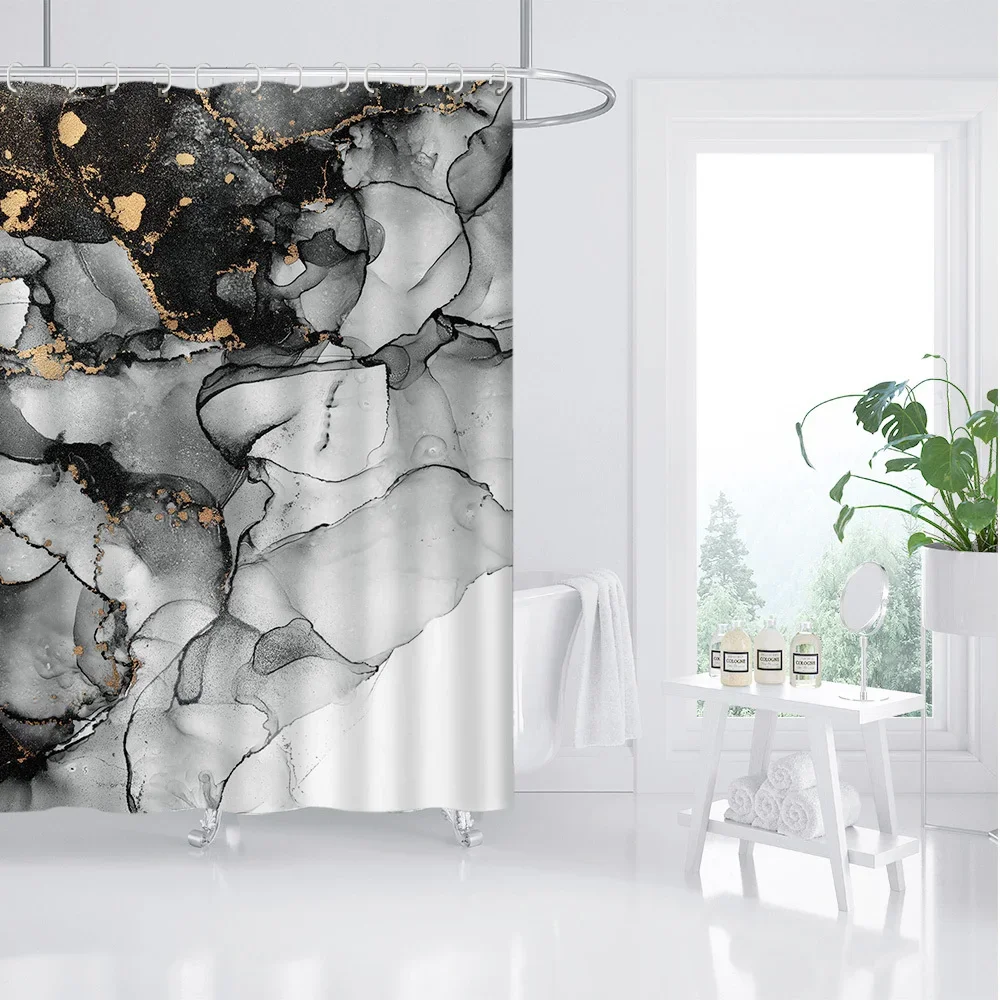 

Nordic Marble Shower Curtain - Water-Resistant Polyester, Eyelets, Machine Washable, Artistic Bath Decor