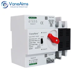 ATS Automatic Transfer Switch 220V Din Rail Auto Change Over Switch 2P Dual Power Selector Switches Generator Solar 63A 100A