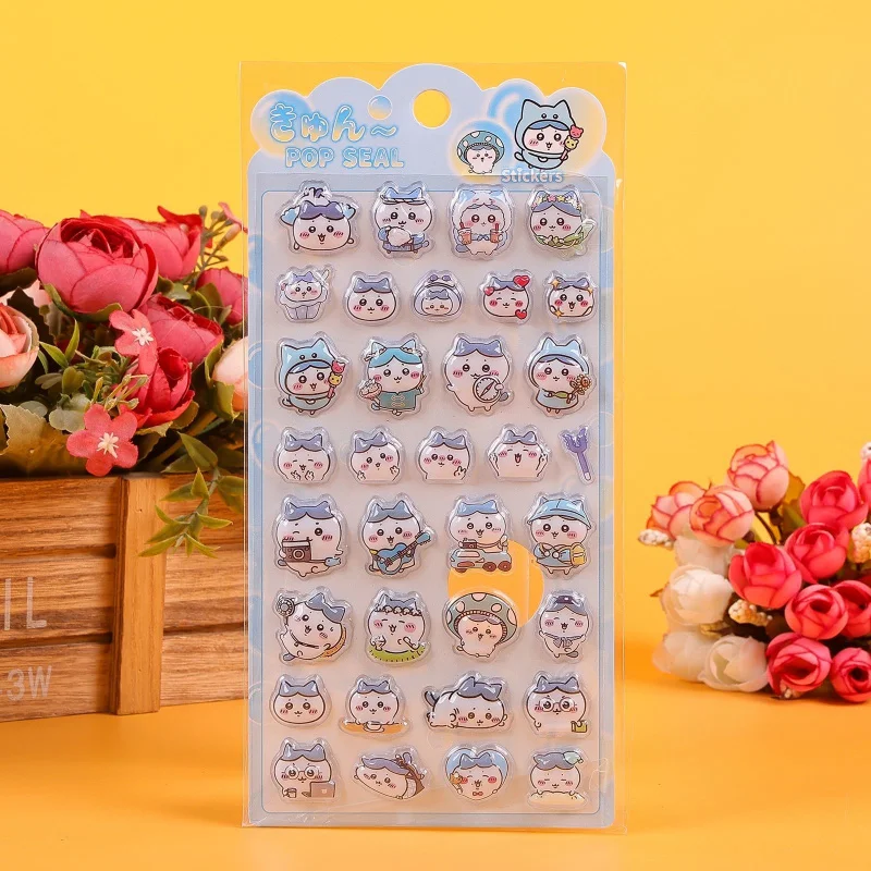 Cute Chiikawa 3D Puffy Stickers Set Kawaii Hachiware Usagi Momonga Cartoon Epoxy Stickers For Kids Scrapbooking Journal Gift view 4