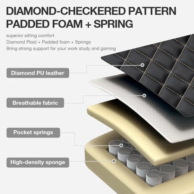 Blue Whale Gaming Chair for Adult 350lbs Computer Chair with Adjustable Lumbar Support Headrest