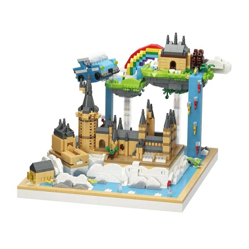 MOC 3088PCS Creative Streetview Sets Harry Magic School Castle Building Blocks Micro Daimond Bricks DIY Assemble Toys Gifts