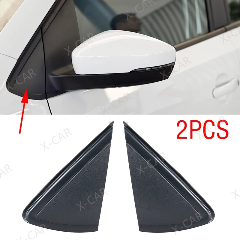 2PCS Wing Door Rearview Side Mirror Corner Triangle Molding Trim Cover Panel Lid Cap For VW Polo 5 6R GTI Sedan Vento 2011-2018
