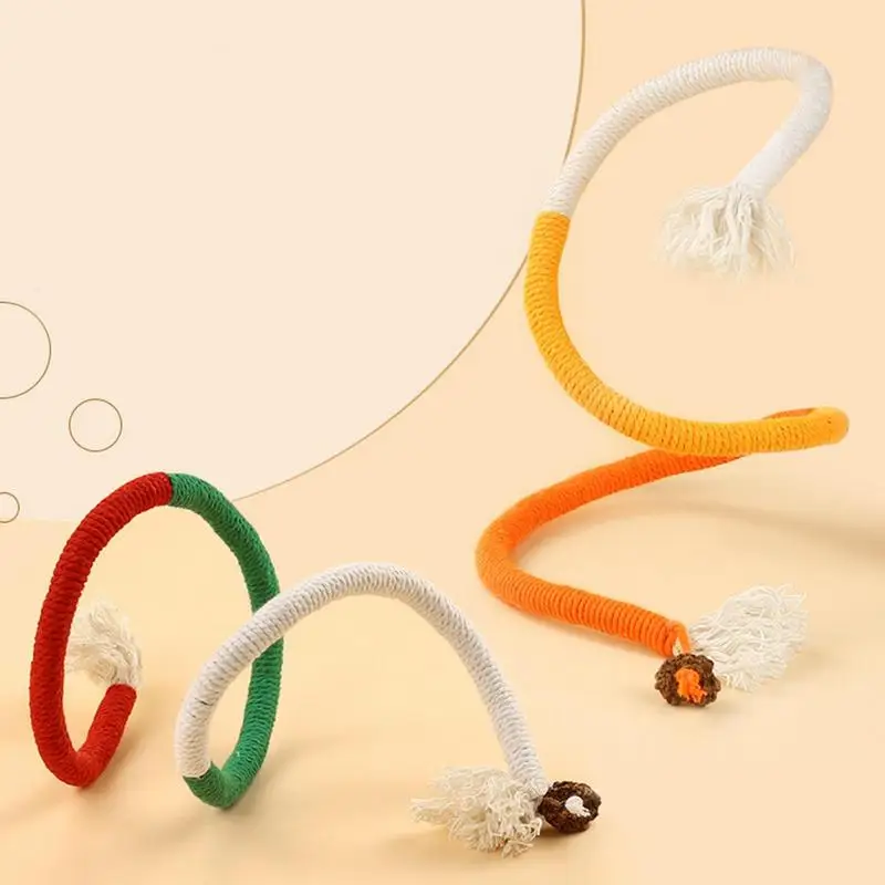 Cat String Toy Interactive Cat Scratcher Cotton Rope Toy Bite-resistant Chewing Teething Cat Toy pet Teaser Wand String Rope