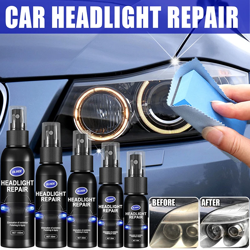 Auto Koplamp Reparatie Polish Vloeistof Met Reinigingsspons Doek Auto Koplamp Restauratie Kras Polijsten Auto Licht Reparatie Tools