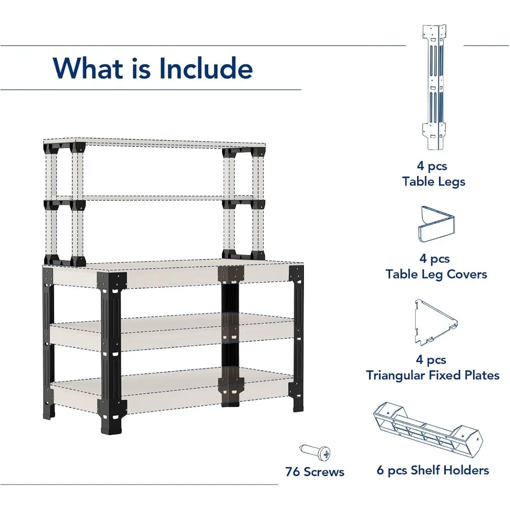 طقم أرجل منضدة فولاذية عالمية لرفوف تخزين المرآب ومنضدة العمل القابلة للتخصيص، متوفر بأحجام وألوان مختلفة