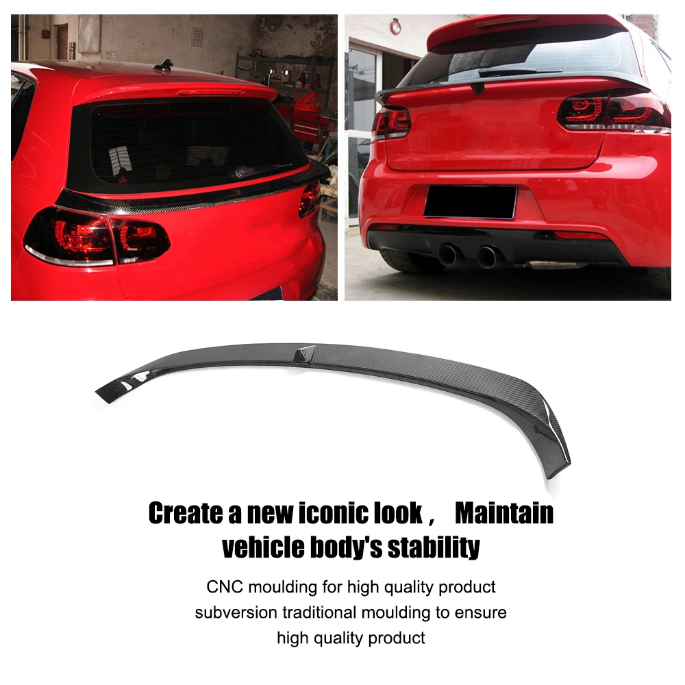 Rear Trunk Middle Wing Back Spoiler Lip for Volkswagen VW Golf 6 VI MK6 GTI R20 2010 - 2013 Carbon Fiber / FRP Unpainted