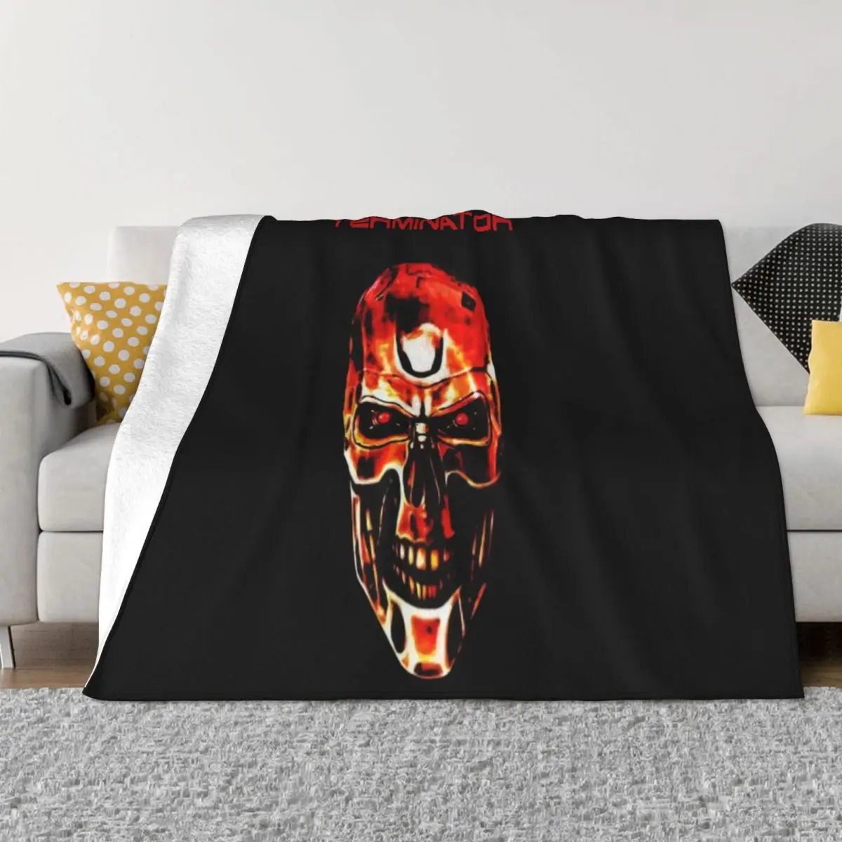 The Terminator 80S Movie Red Terminator Skull Close Up Adult Funny Better Personality Throw Blanket