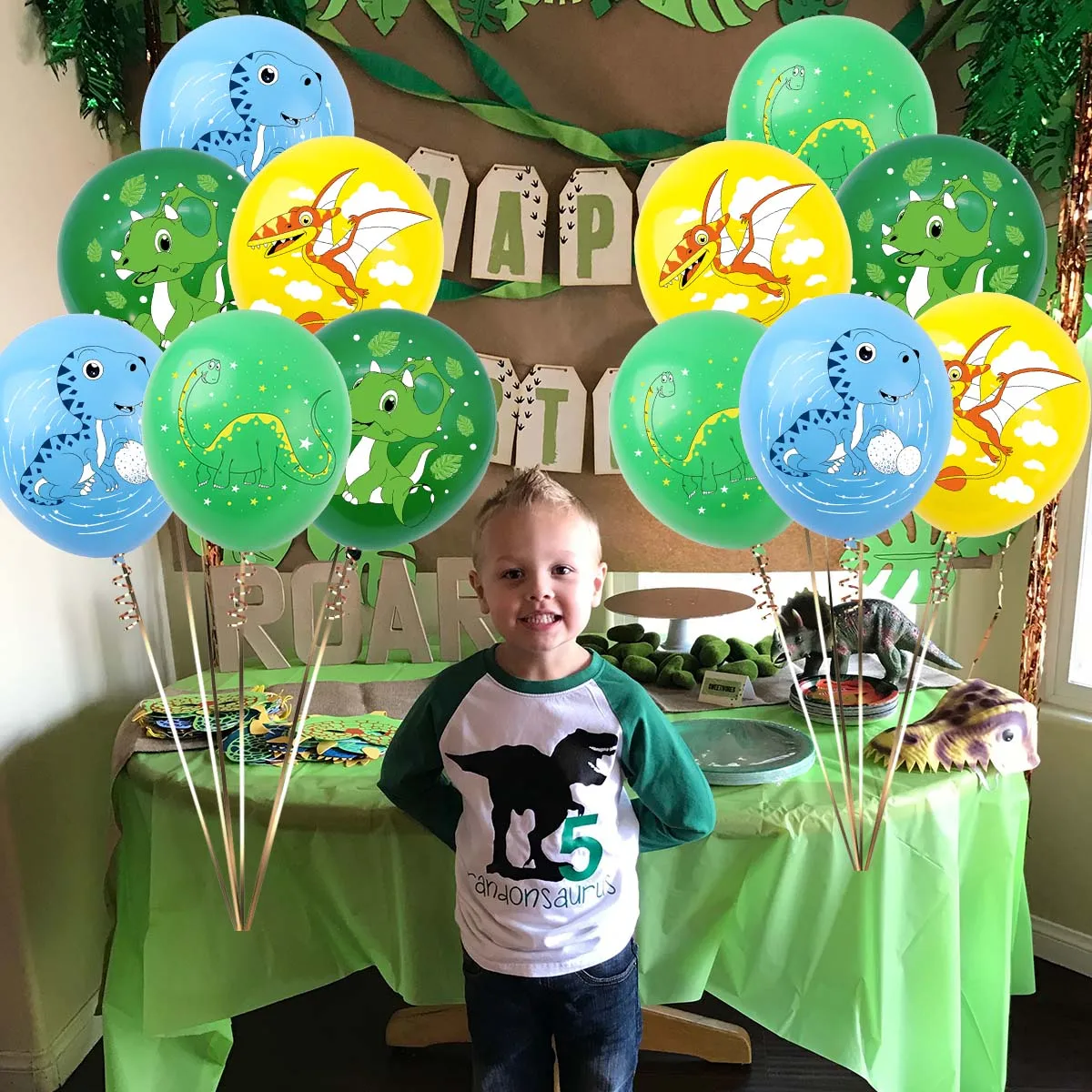 بالونات لاتكس ديناصور للأطفال ، موضوع الغابة ، ديكورات الحفلات ، ألعاب قابلة للنفخ ، استحمام الطفل ، عيد ميلاد ، دينو ، 12