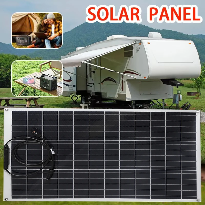 Efficiency 300W Solar Panel 12V Polycrystalline Power Bank Portable Rechargeable Solar Cell Generator for Outdoor Lighting Camp