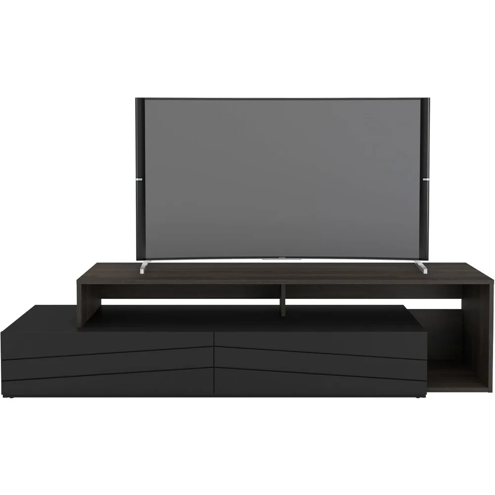 112053 72-Inch Tv Stand with 2 Drawers, Black, Ebony & Black