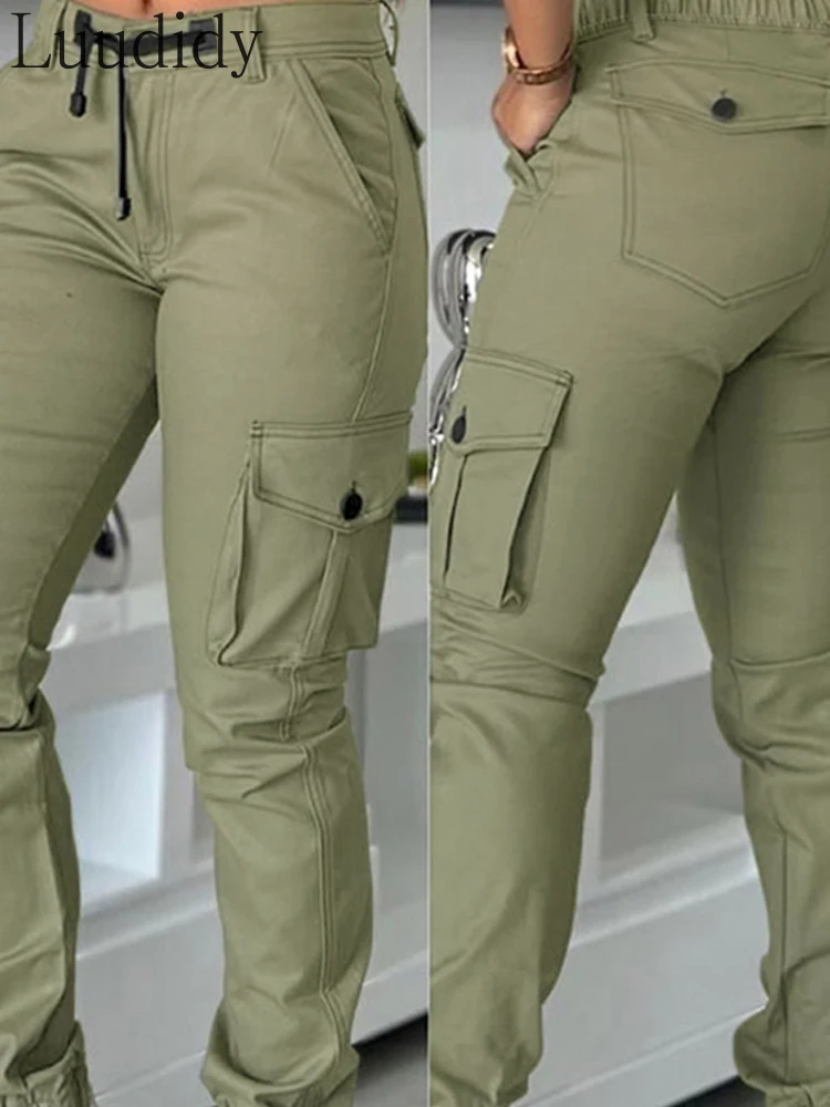 

Pockets Design Drawstring Cuffed Cargo Pants