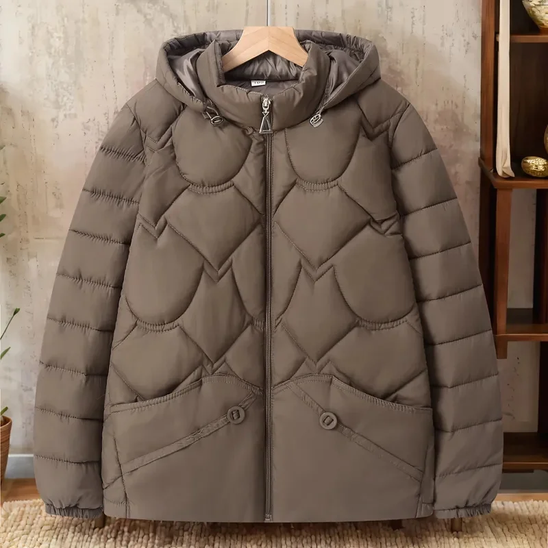 2026 Lady Large Size Puffer Jacket Winter Female Hooded Cotton Padded Coat Korean Women Fashion Long Sleeves Parkas Outwear