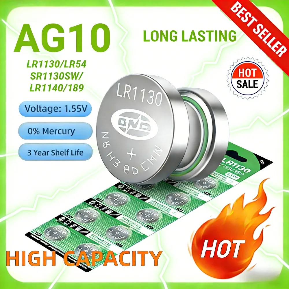 

1.55V AG10 Alkaline Button Battery LR1130 LR54 L1131 389A D189 Coin Cell 2-50PCS For Watches Small Devices
