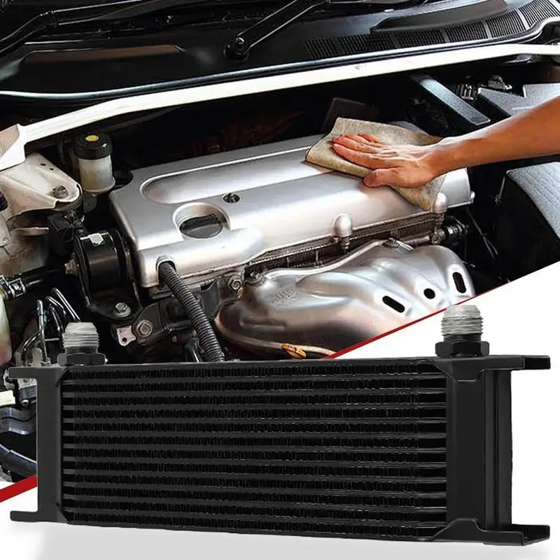 

Car Engine Oil Cooler Heavy Duty Cooling Radiator 13 Rows Replacement Cooler Kit Transmission Engine Cooler Radiator Oil Cooler