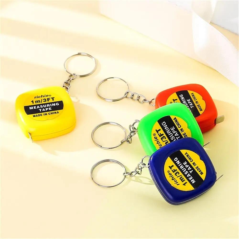 Square Children Height Ruler With Keychain Roll Tape Mini Tape Measure Automatic Telescopic Ruler 1m/3ft Digital Ruler