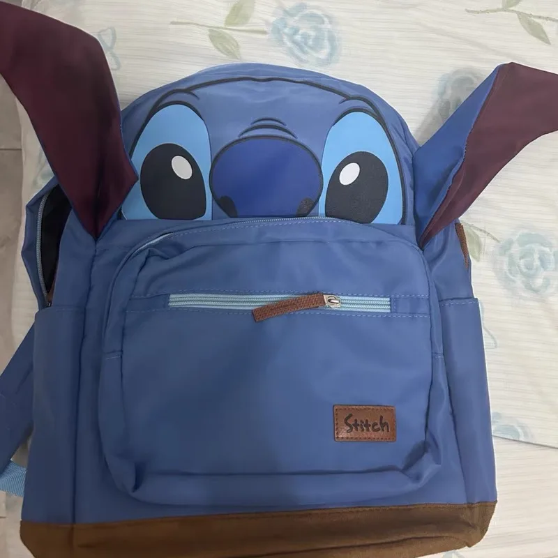 Miniso Disney Stitch Kawaii Backpack Back To School Preppy Style Anime Bag Double Zipper Cute Kids Backpack Casual Bag Girl Gift