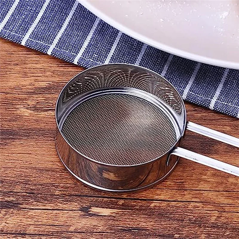 AA80-2 قطعة منخل دقيق من الفولاذ المقاوم للصدأ منخل شبكي للمطبخ المنزلي لمسحوق دقيق السكر والتوابل